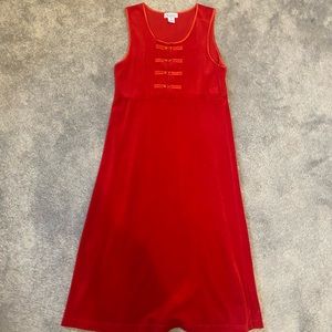 Red velvet midi dress